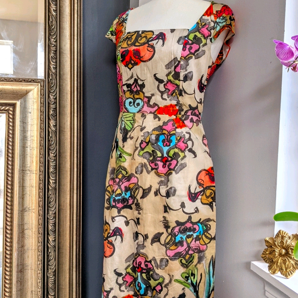 Milly Of New York Floral Dress Skirt Skin Zipper 8